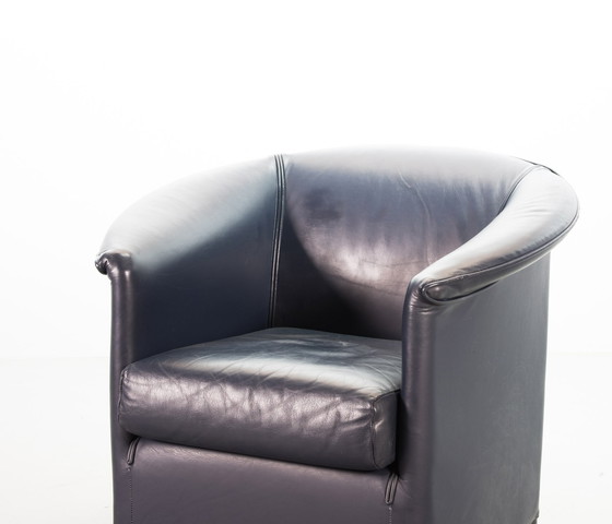 Image 1 of Wittmann Petrol Blue Soft Leather Club Chair Designed, Model Aura by Paolo Piva. Autriche, années 1980.