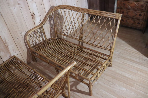 Image 1 of Divano angolare modulare in rattan vintage