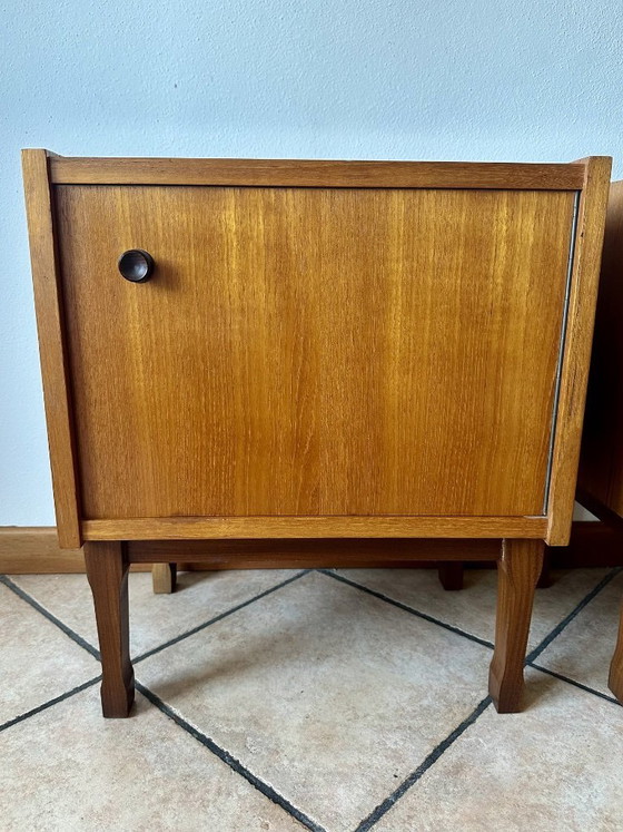 Image 1 of Pair of Vintage Mid-Century Teak Nightstands | Italy 1960's - 1970's