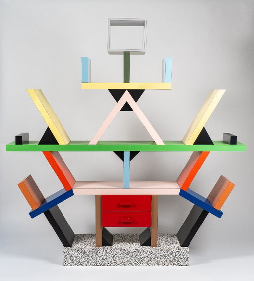 "Carlton" Boockcase designed by E.SOTTSASS edited by Memphis, 1982.