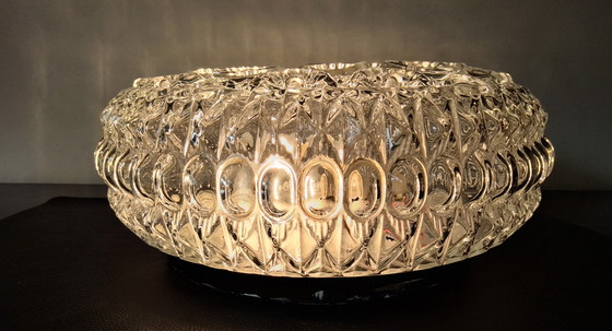 Image 1 of Plafonnier massif en verre « S » Flower des années 1970