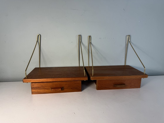 Prachtige Set Vintage Deense Nachtkastjes (Jaren '60) – Wood, Brass (photo 13 of 14)