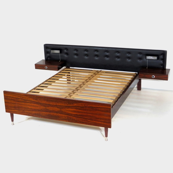 Image 1 of Vintage double bed with floating nightstands, 1960s