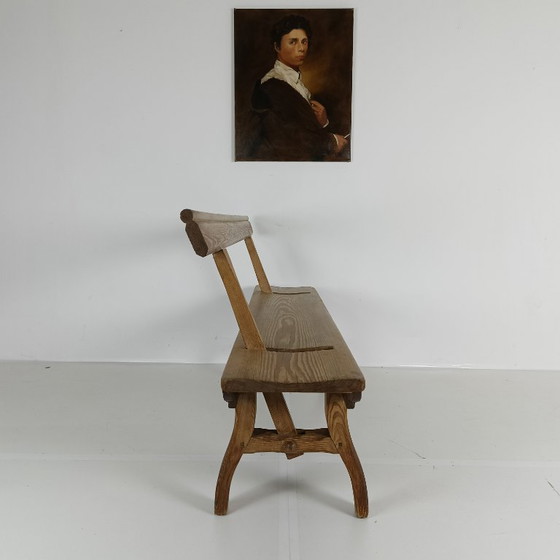 Image 1 of antica panca da treno vittoriana in pino