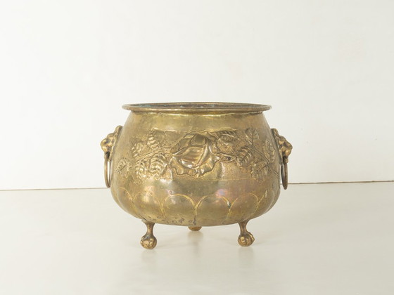 Cache pots victorien en laiton, vers 1860, Doré (photo 2 sur 7)