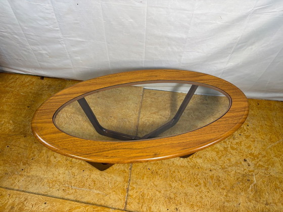 Image 1 of Mid-Century Retro Vintage Coffee Table by Schreiber   Formica Top • Glass Detail • Solid Wood Legs • British Design Classic  A s