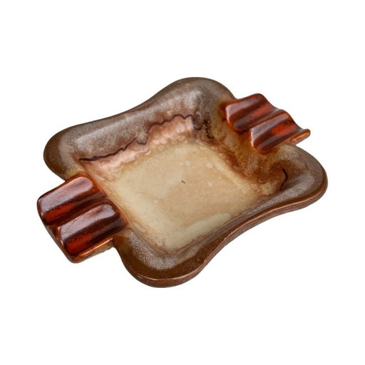 Fat lava ceramic ashtray signed, Germany, 1970s.