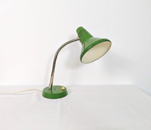 Lampe de Bureau Col de Cygne Verte, Lampe de Table Industrielle Vintage, Lampe de Bureau Rétro, Éclairage Mid Century Yougoslavi