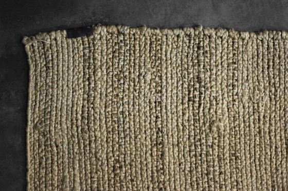 Image 1 of Vintage Indiaas natuurlijk bruin platgeweven jute tapijt, jaren 70