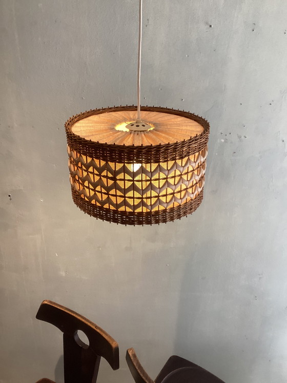 Image 1 of Scandinavian Rattan pendant lamp 1960 mid-century 