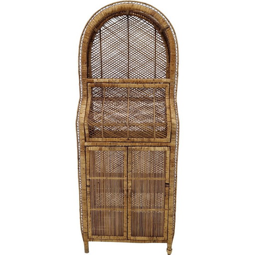 Credenza vintage in bambù e rattan, Italia 1970