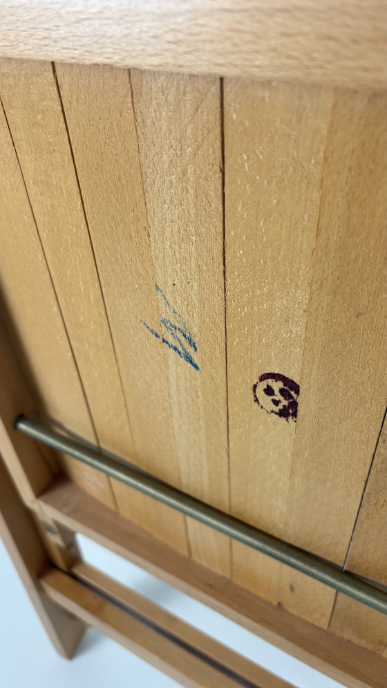 Image 1 of Vintage Japandi bistro folding chair wood 70s slatted seat