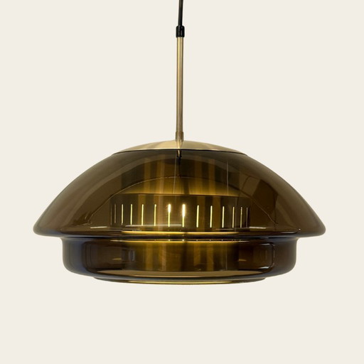 Suspension Dijkstra Space Age en verre - Années 70 – hanglampen, Metal, Plastic