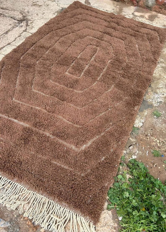 Tapis en laine marron traditionnel 250cm x 150cm – Wool (photo 7 of 8)