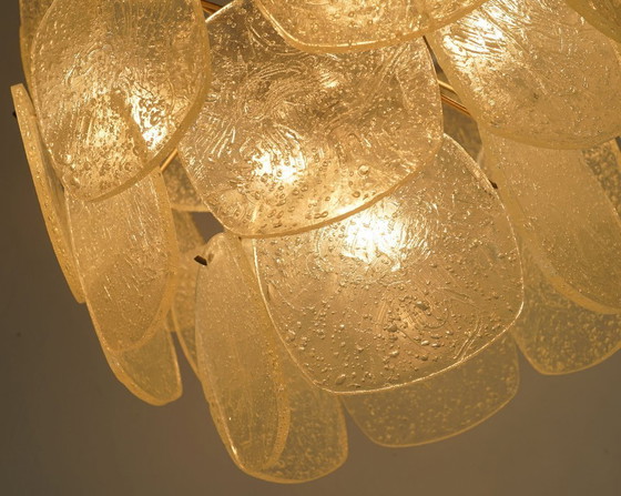 Image 1 of mid century PENDANT LIGHT with 30 acrylic discs like ice glass 1960s 1970s hanging lamp