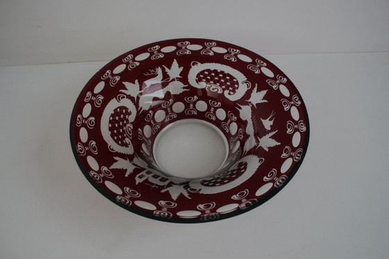 Image 1 of Antique Set of 36 pieces of Artistic cut Ruby red glass, Egermann, 1950's. 