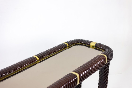 Image 1 of Tommaso Barbi. Keramische console met spiegelend blad. Italië, circa 1970