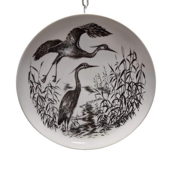Image 1 of Vintage wandbord met reigers