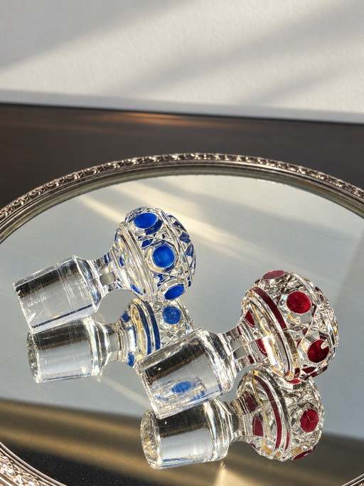 2 bouchons de carafe Baccarat Diamants Pierreries