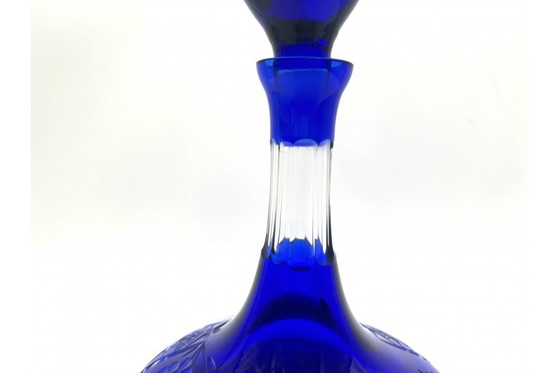 Image 1 of Caraffa di cristallo con bicchieri colorati, Polonia, anni '60