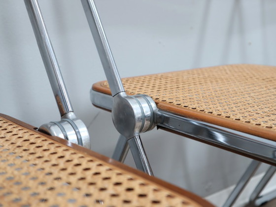 Image 1 of Set aus 4 Plia-Stühlen aus Holz und Wiener Stroh von Castelli aus den 1970er Jahren