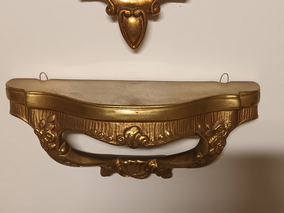 Image 1 of Miroir doré avec console