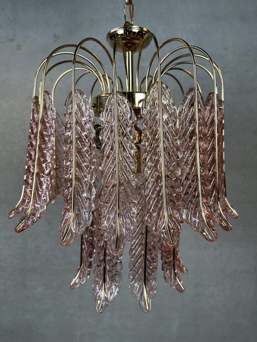 Vintage Chandelier - Rose Leaves - Glass