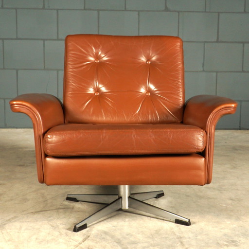 Fauteuil pivotant vintage en cuir - 1970