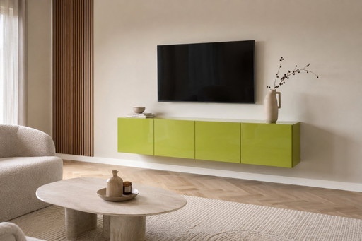 Lago ‘Amplia’ Designer-Wandschrank – schwebendes Sideboard in Olivgrün