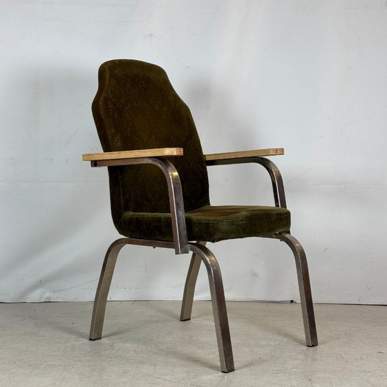 Image 1 of Brutalista Green Oak Armchair, 1960s