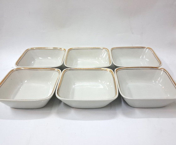 Image 1 of Vintage set of six square porcelain dessert bowls