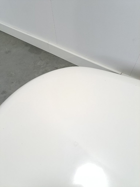 Image 1 of White Space Age oval round table with open compartment