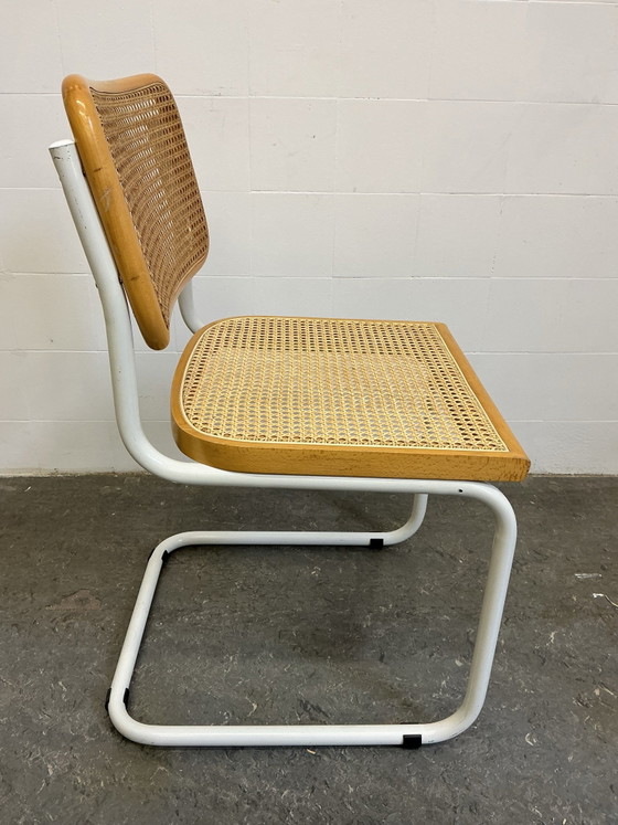 1x Chaise Vintage Cesca Breuer, Chaises de salle à manger, Bois, Métal, Blanc (photo 8 sur 11)