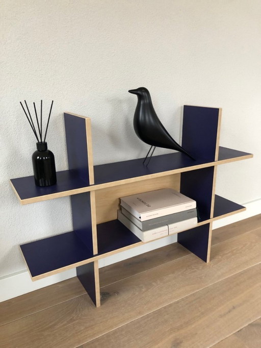 Wall rack / Book rack blue wood