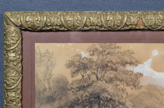 Toegeschreven aan Franz Joseph Manskirch (1768–1830) Romantische Houtskool- en Potloodtekening — Paar in een (photo 9 of 12)