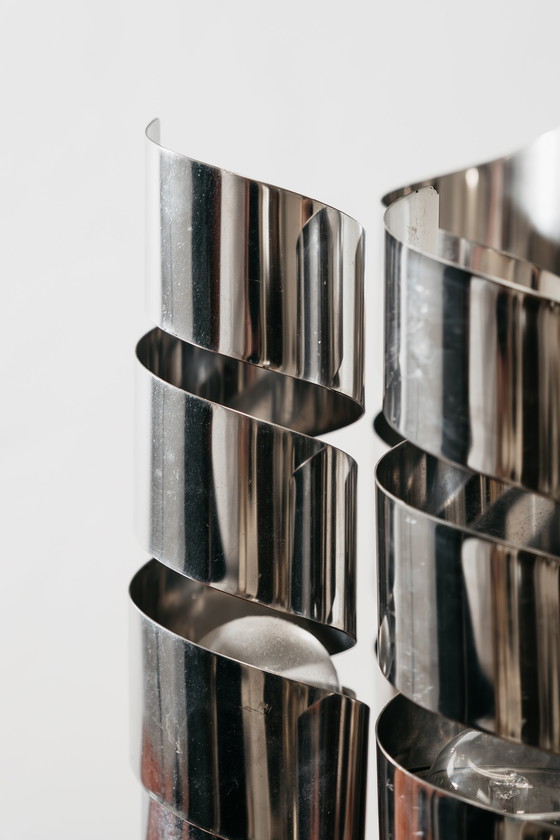 Image 1 of LAMA Italy 1970s Chromed Steel Spiral Design Table Lamp