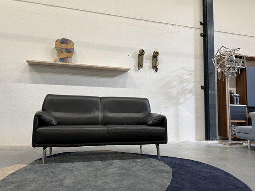 Leolux Bora Balanza Sofa hoch 2,5 Sitzer schwarz Leder