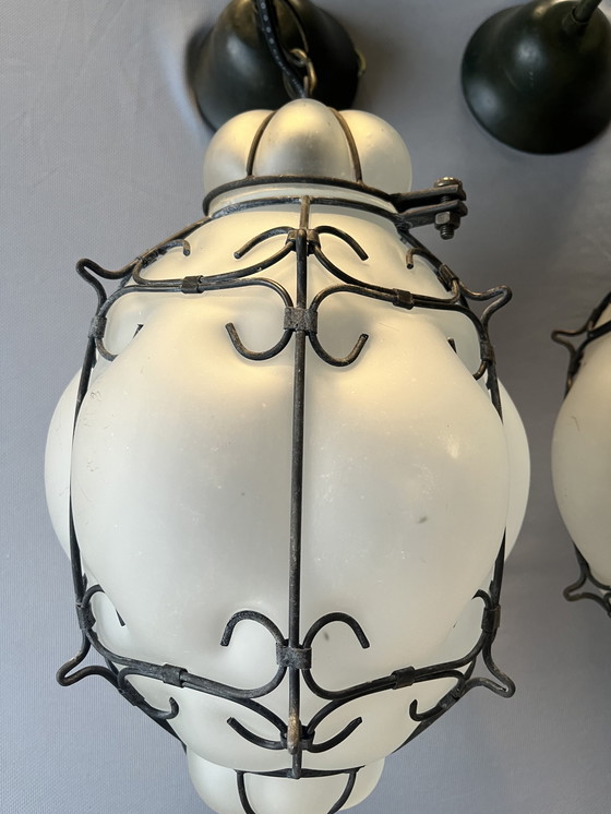 Image 1 of Paar venezianischer mundgeblasener Glaslampen