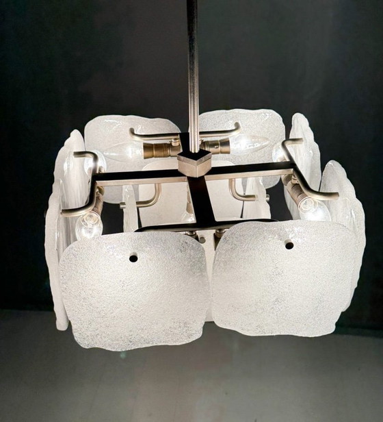 Image 1 of Lampe en verre glacé/plafonnier de J.T. Kalmar pour Kalmar Franken, modèle : Bernstein, Autriche, années 1960