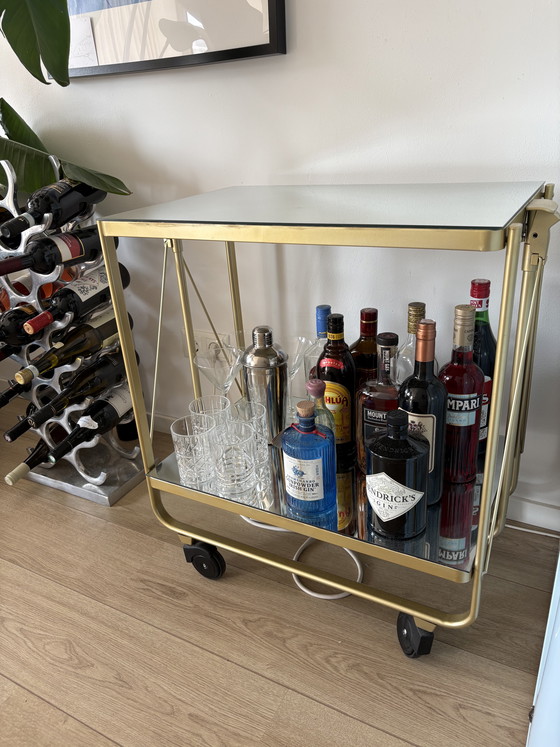 Image 1 of Carrello da tè/bar vintage con vetro a specchio