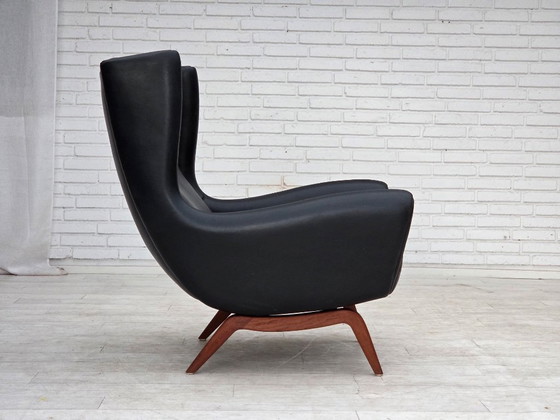 Jaren 60, Deens ontwerp van Illum Wikkelsø, fauteuil, model 110, leer, teak – Wood (photo 8 of 21)