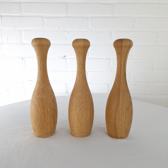 Image 1 of Lot de 3 chandeliers vintage en bois, design danois