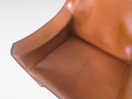 Image 1 of Stuhl CAB 413 in cognacfarbenem Leder von Mario Bellini für Cassina, Italien, 1970er Jahre