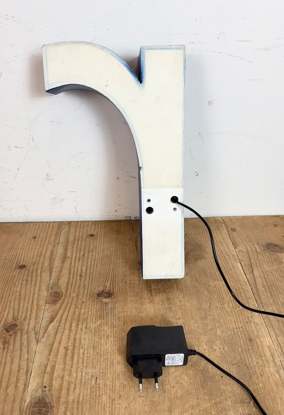 Image 1 of Vintage Blue Plastic Illuminated Letter R , 1970s