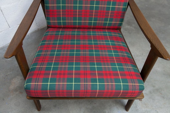 Image 1 of Poltrona scandinava in teak, anni '60, smontabile, con tessuto tartan