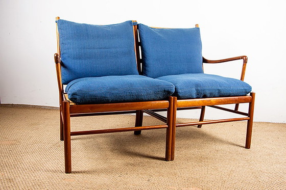 Image 1 of 2-seat Danish sofa in mahogany and cane, model PJ 149/2 OR "Colonial chair" by Ole Wanscher for Poul Jeppesen.