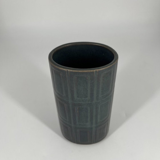 Image 1 of Mid-Century Relief stoneware vase by Göran Bäck for Arabia Finland, 1963