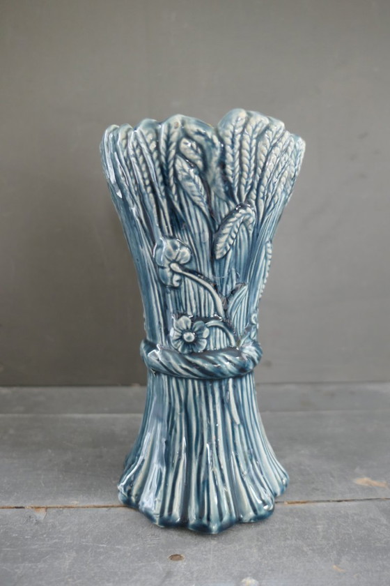 Image 1 of Art Nouveau Barbotine vaas 832 versierd met korenaren