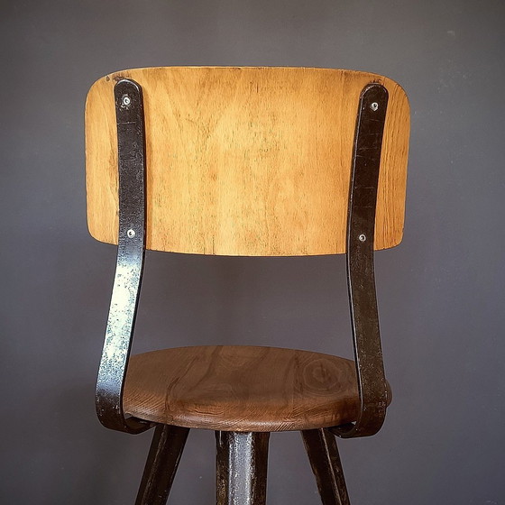 Image 1 of Sgabello Rowac 50 cm con schienale Sgabello da officina Design vintage industriale Bauhaus