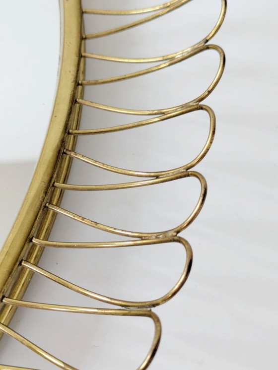 Image 1 of Midcentury Brass Oval Mirror in the Style of Josef Frank